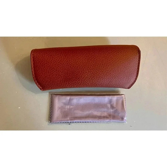 RayBan Brown Leather Snap Closure Sunglasses Carrying Case With Cloth - Picture 3 of 7